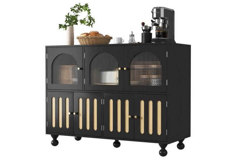 OUTMAX Sideboard Changhong-Glastürdesign, Runde Säulenbeine, für Esszimmer, Wohnzimmer (Set, 1 St., Großer Stauraum, langlebiges und elegantes Erscheinungsbild), Länge 120 cm, Breite 40 cm, Höhe 90 cm von OUTMAX