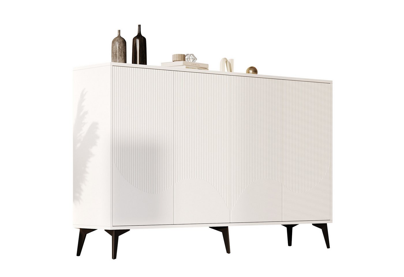 OUTMAX Sideboard Highboard mit verstellbaren Einlegeböden, 4 Türen, Metallbeine (Set, 1 St., Großer Stauraum, langlebiges und elegantes Aussehen), Länge 160 cm, Breite 35 cm, Höhe 100 cm von OUTMAX