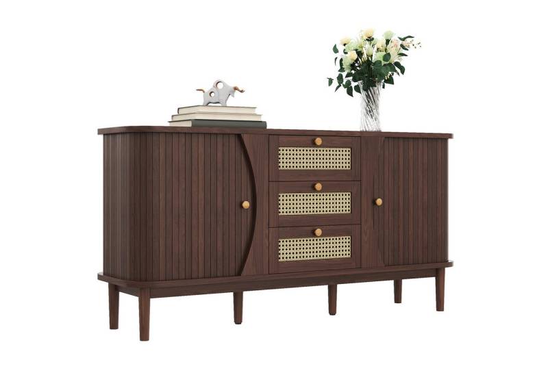 OUTMAX Sideboard mit Schubladen und Schiebetüren, für Schlafzimmer und Wohnzimmer (Set, 1 St., Großer Stauraum, langlebiges und elegantes Aussehen), Länge 140,5 cm, Breite 40 cm, Höhe 76 cm von OUTMAX