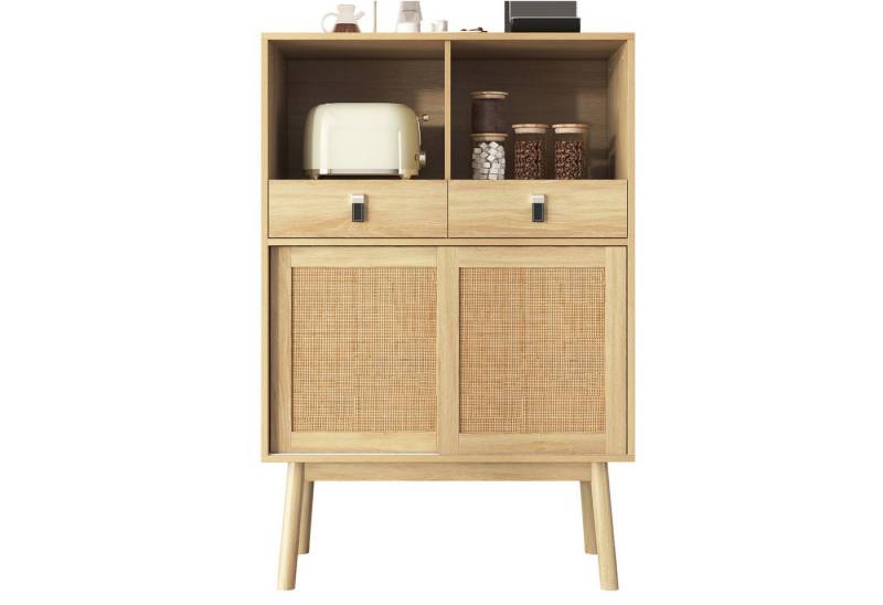 OUTMAX Sideboard mit Zwei Schubladen, Zwei Türen und Zwei Offene Fächer, Breite 80 cm (1 St), Länge 120 cm von OUTMAX
