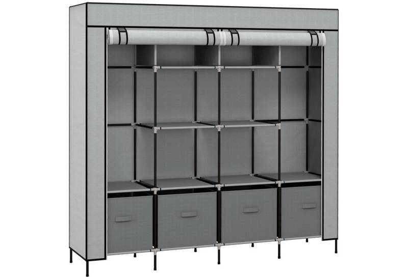 OUTMAX Stoffschrank mit Kleiderstange 10 Fächer 4 Schubladen, Dunkelgrau (1-St) von OUTMAX