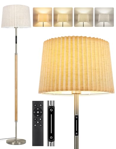 OUTON Holz Stehlampe, Mid-Century Modern Dimmbar Stehleuchte mit Fernbedienung & Touch-Steuerung, 4 Farbtemperaturen, 1H Timer, LED Stehlampe mit Doppelschirm für Wohnzimmer, Schlafzimmer, Büro OUTON Holz Stehlampe, Mid-Century Modern Dimmbar Stehleuchte mit Fernbedienung & Touch-Steuerung, 4 Farbtemperaturen, 1H Timer, LED Stehlampe mit Doppelschirm für Wohnzimmer, Schlafzimmer, Büro von OUTON