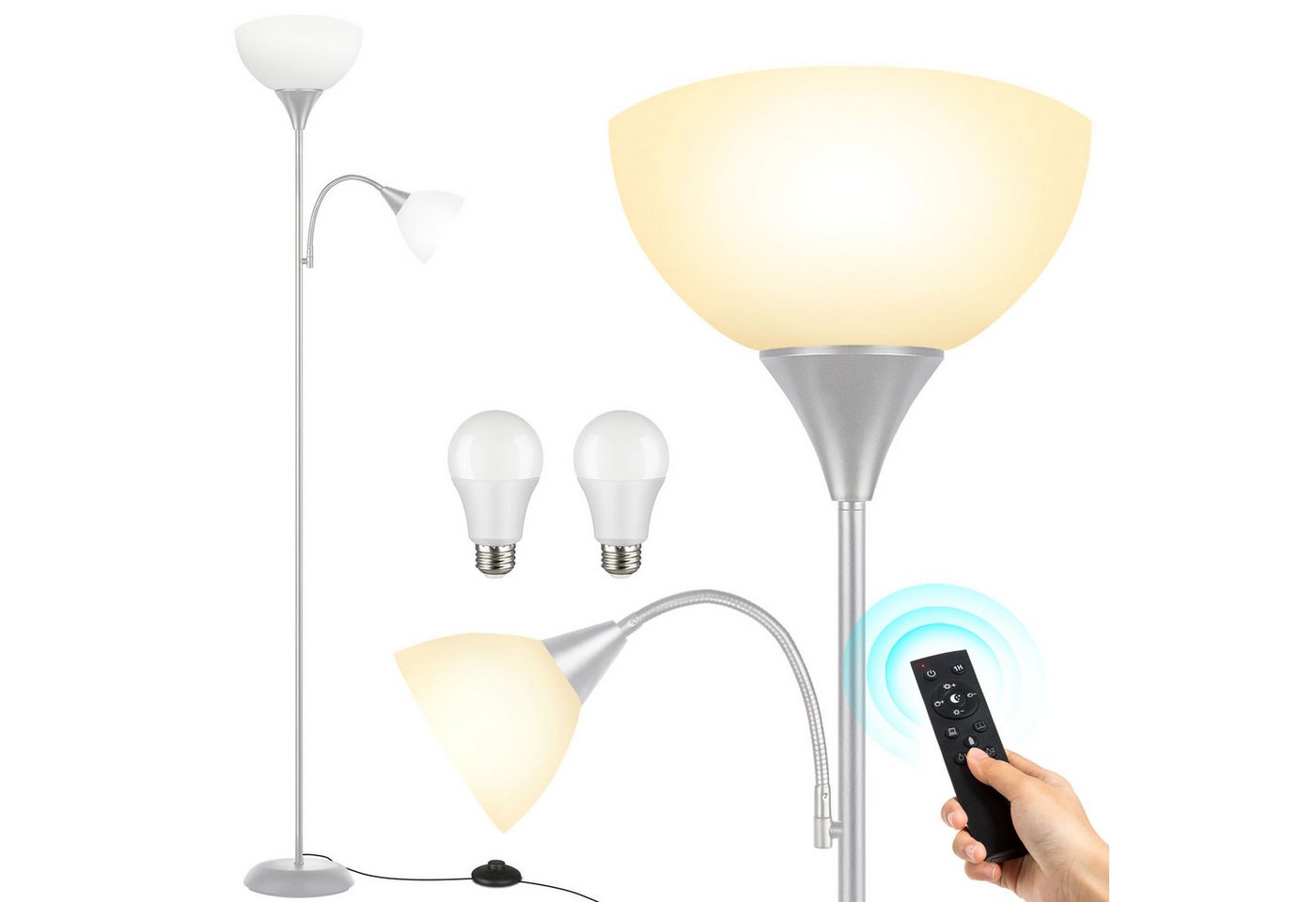OUTON LED Stehlampe Bodenlampe mit Fernbedienung, 9W, 4 Farbtemperaturen, LED wechselbar, mit schwerem Standfuß und Acryl-Schirme OUTON LED Stehlampe Bodenlampe mit Fernbedienung, 9W, 4 Farbtemperaturen, LED wechselbar, mit schwerem Standfuß und Acryl-Schirme von OUTON