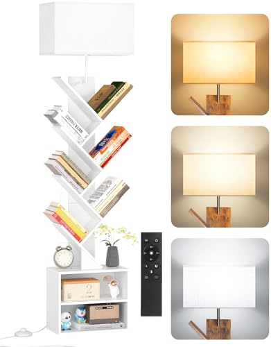 OUTONLIFE Bücherregal Baumform Holz mit Licht, Standregal 9 Ebenen Eckregal mit Fernbedienung & Kabinett – Kleines Regal für Bücher, CDs & DVDs für Wohnzimmer, Schlafzimmer, Kinderzimmer (Weiß) von OUTONLIFE