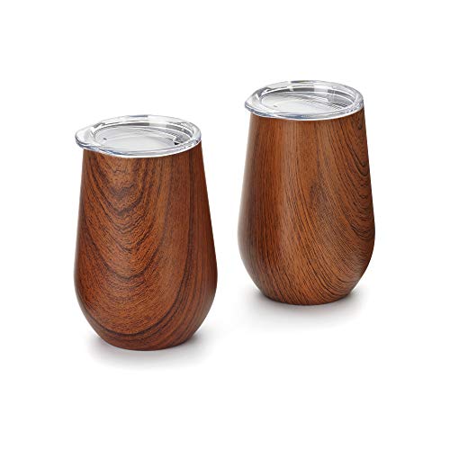 OUTSET Weinglas mit Holzmaserung, mit Deckel, 340 ml, 2 Stück von OUTSET