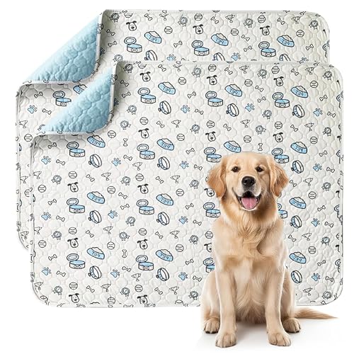 Waschbar Haustier-Urinunterlage, 2 Stück Wiederverwendbare Welpenunterlagen Matte für Hunde, Schnell Absorbierend Puppy Pads für Hunde, Katzen, Meerschweinchen, 60x90 cm von OUTTDID