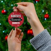 Barista Ornament, Santa's Lieblings Keramik Weihnachtsgeschenk, Geschenk Für Barista, Christmas Coffee Shop, Cafe von OUToftheBOXGiftShop