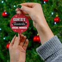 Sozialarbeiter Ornament, Weihnachtsmann Keramik Weihnachtsgeschenk, Geschenk Für Sozialarbeiter, Xmas Ornament von OUToftheBOXGiftShop