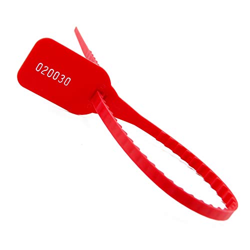Kabelbinder, Wiederverwendbare selbstsichernde Kabelbinder mit nummerierten Dichtungen for Kabel, Drähte, Gepäck, 1000 Stück, Rot von OUUOYSD