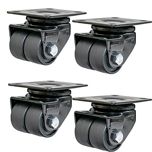 Lenkrollen, Schwerlastrollen, 1,5 Zoll, 40 mm, strapazierfähig, 450 kg, Nylon, industrielle Doppel-Lenkrollen aus Kohlenstoffstahl, universelle, leise Rollen, 4 pro Satz Lenkrollen, Schwerlastrollen, 1,5 Zoll, 40 mm, strapazierfähig, 450 kg, Nylon, industrielle Doppel-Lenkrollen aus Kohlenstoffstahl, universelle, leise Rollen, 4 pro Satz von OUUOYSD