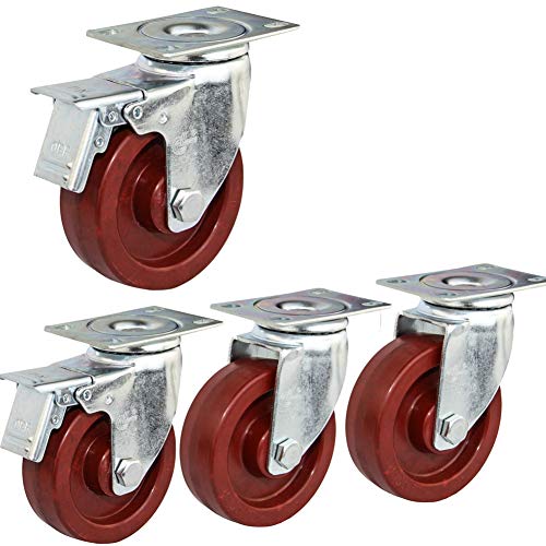Lenkrollen, Schwerlastrollen, 3'' 75mm 400kg Industrielle Hochtemperaturbeständigkeit 260°C Möbelglasfaser mit Bremsplattendrehgelenk for Ofenwagen 4 Stück von OUUOYSD