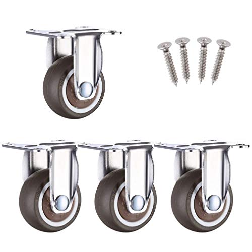 Lenkrollen, Schwerlastrollen, 4-Platten-Schwerlast-Gummi-Möbel-Lenkrollen mit Bremsen, Schrauben und 360°-Montage(Standard,1in) von OUUOYSD