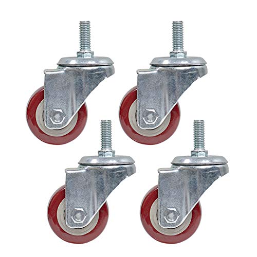Lenkrollen, Schwerlastrollen, 4 x PU, Gewindeschaft M12, 2,5 Zoll 63 mm, Schwerlast 300 kg, mit Bremse for Möbel Krankenhaus Bürostuhl Gerüst C(2.5inch 4swivel) von OUUOYSD