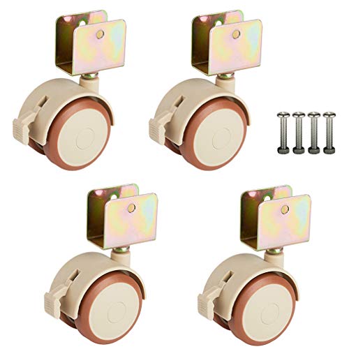 Lenkrollen, Schwerlastrollen, 4er-Set Gummi-Lenkrollen for Kinderbetten, 2 Zoll, Möbelrad mit Bremse(25mm/1in) von OUUOYSD