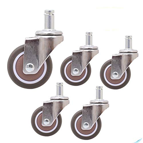 Lenkrollen, Schwerlastrollen, 5 x Gummi, Gewindeschaft M10, 1, Zoll 38 mm, 2 50, Kohlenstoffstahl-Unterstützung, drehbare, universelle, leise Räder, Schwerlast 120–150 kg(Stem 1.5inch) von OUUOYSD