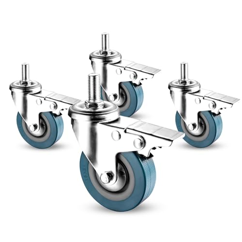 Lenkrollen, Schwerlastrollen, 65 mm 75 PVC-Lenkrolle for Möbelwagen, hinterlässt keine Spuren, geräuschlose Feststellbremsen, 4er-Pack(Brake,65MM/M12) von OUUOYSD