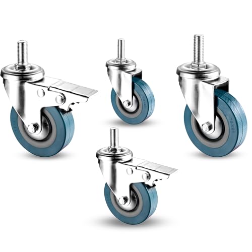 Lenkrollen, Schwerlastrollen, 65 mm 75 PVC-Lenkrolle for Möbelwagen, hinterlässt keine Spuren, geräuschlose Feststellbremsen, 4er-Pack(Swivel+brake,75MM/M10) von OUUOYSD