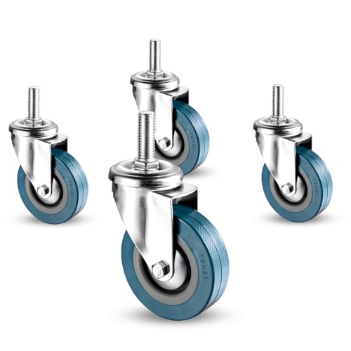 Lenkrollen, Schwerlastrollen, 65 mm 75 PVC-Lenkrolle for Möbelwagen, hinterlässt keine Spuren, geräuschlose Feststellbremsen, 4er-Pack(Swivel,65MM/M12) von OUUOYSD