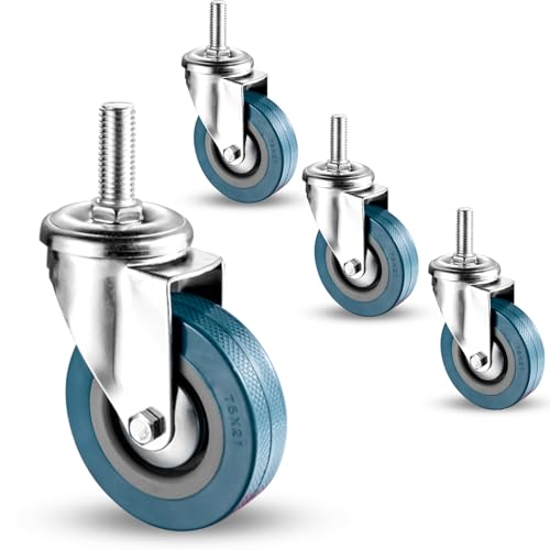 Lenkrollen, Schwerlastrollen, Satz mit 4 Lenkrollen, 360-Grad-Lärm-PVC-Räder, Tragkraft 80 kg, for Werkbankwagen(Swivel,65MM/M10) von OUUOYSD