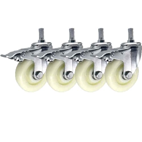 Lenkrollen, Schwerlastrollen, Schwerlast-Lenkrolle mit Bremse M16 x 100 mm Gewindespindel-Möbelrollen, 4er-Pack Räder for eine Tragkraft von 345 kg(With Brake,100mm) von OUUOYSD