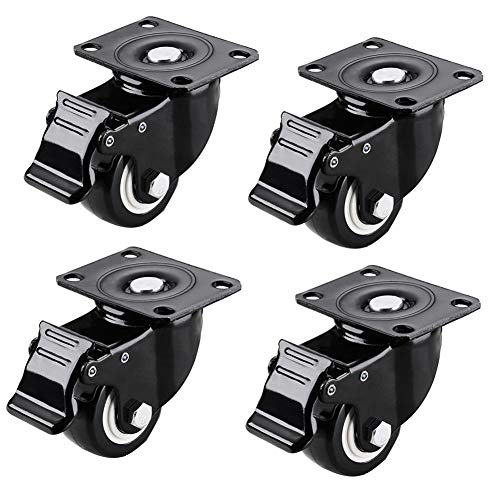Lenkrollen, Schwerlastrollen, Universal-Plattenräder, drehbar mit Bremsen, PU, ​​2,5 Zoll, for Möbelwagen, Sofa, Tisch, 4 Stück pro Set, strapazierfähig – maximale Tragkraft bis zu(2.5inch(4brake)) von OUUOYSD