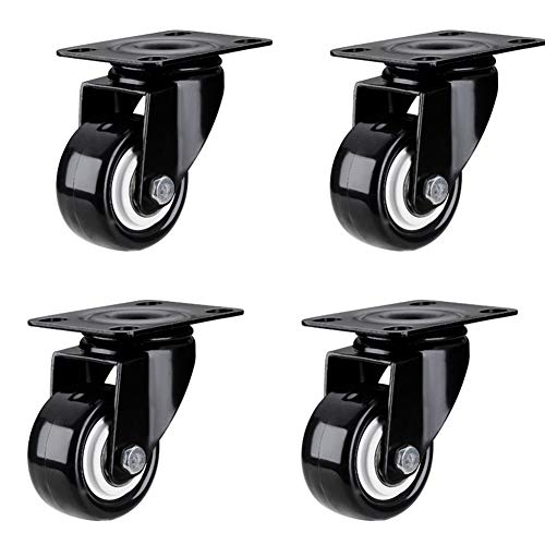 Lenkrollen, Schwerlastrollen, Universal-Plattenräder, drehbar mit Bremsen, PU, ​​2,5 Zoll, for Möbelwagen, Sofa, Tisch, 4 Stück pro Set, strapazierfähig – maximale Tragkraft bis zu(4swivel) von OUUOYSD