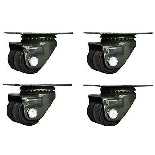 Räder, schwere Räder, 1,6 '' / 2 Zoll Starke industrielle Doppelräder Nylonräder 700 kg Stille schwenkbare Universal für Fabrik Schwere Ausrüstung Werkbank Regal Container 4 Stück(Black Green,40mm) von OUUOYSD