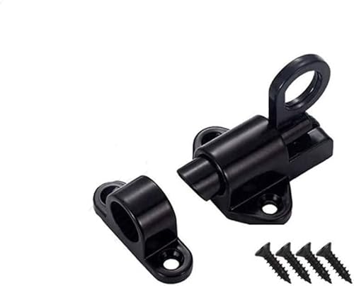 Türkette Edelstahl, 1 Stück Riegelschloss, schwarze Tür aus Aluminiumlegierung, kleiner, dicker Federriegel, Sicherheitsschutz for die Badezimmertür zu Hause(Black) von OUUOYSD