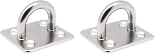 Türkette Edelstahl, Quadratische Ösenplatte aus Edelstahl 304, M5-M12, robuste, Marine-Hardware, Klammerhakenschlaufe, 2 Stück(M6) von OUUOYSD