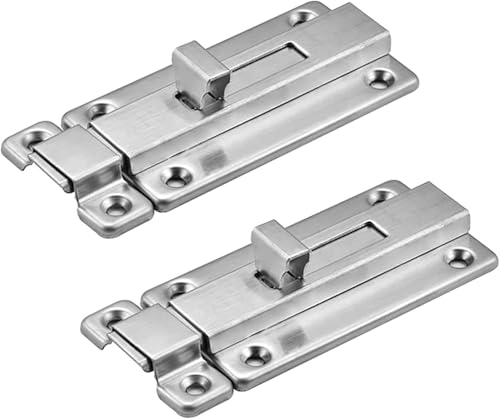 Türkette Edelstahl, Türriegel, 2 Stück 4-Zoll-Schiebetürschloss aus Edelstahl, auf der Oberfläche montierter Schieberiegel for alle Arten von Innentüren Türkette Edelstahl, Türriegel, 2 Stück 4-Zoll-Schiebetürschloss aus Edelstahl, auf der Oberfläche montierter Schieberiegel for alle Arten von Innentüren von OUUOYSD