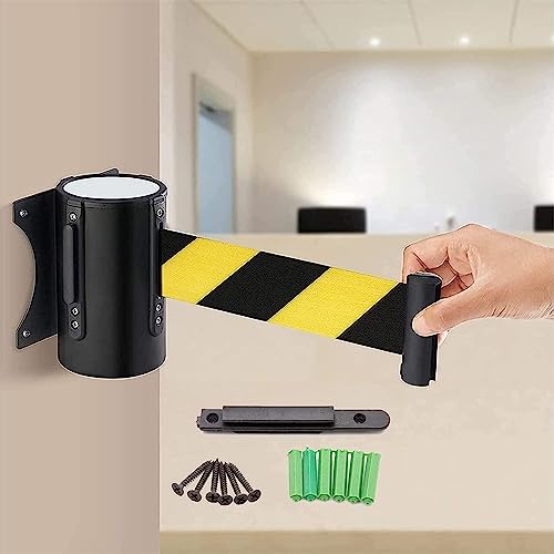 Warteschlangen-Absperrband zur Wandmontage, Barrier Pull Out Queue Belt Ribbon Barrieren for Crowd Control Tape Retractable(5m) von OUUOYSD