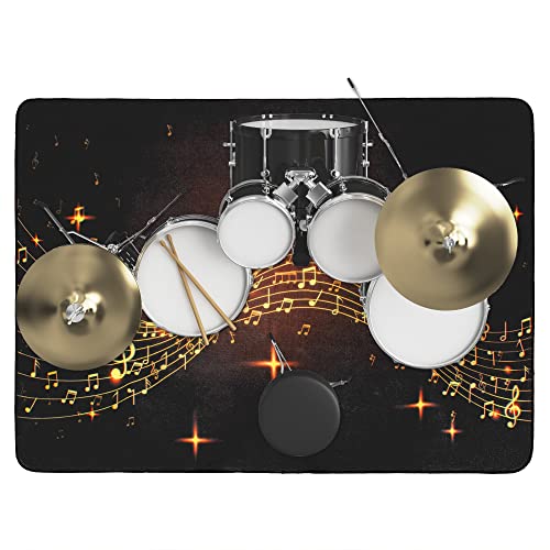 OUUTMEE 182x122cm Schlagzeugteppich Drum Teppich,Elektrisches Schlagzeug Teppich Teppiche, Professionelles rechteckiges Musiksymbolmuster von OUUTMEE