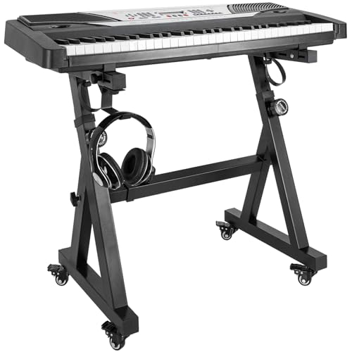 OUUTMEE Tastaturständer, Rollen, Tastaturständer, Z-Form, verstellbar, mit Gleitschiene, einfach zu bedienen (Schwarz) von OUUTMEE