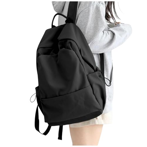 OUXUNDAI Rucksack Leichter Wirbelsäule -Pflege -Rucksack Für Schüler Der Mittel- Und Oberstufe ， Rucksäcke Für Jugendliche Mädchen Preppy Casual Middle School Tasche.-Schwarz von OUXUNDAI