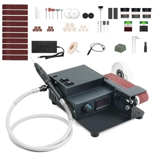 OUYANG Bandschleifer 350W Dual Motor Bandschleifmaschine, Dremel Set und Verschiedene, Schleifköpfe Zum Gravieren und Fräsen aller Arten von Metall, Holz und anderen Materialien von OUYANG