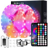 20 m LED-Streifen (10 m x 2), Bluetooth-LED-Streifen 5050 RGB, Steuerung über Smartphone-App und Fernbedienung, Synchronisierung mit von OUYLAF
