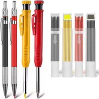 4 Stück mechanische Zimmermannsbleistifte mit eingebautem Spitzer und 40 Nachfüllungen, solide Zimmermannsbleistifte mit tiefem Loch für die von OUYLAF