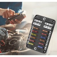 ATC/ATO Flachsicherungsblöcke, OUYLAF Auto-Sicherungshalter, 12-Wege-Auto-Sicherungskasten mit Minus-Bus-Anzeige für Auto, Boot, Van, SUV von OUYLAF