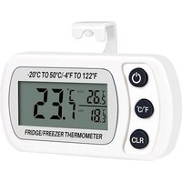 OUYLAF Kühlschrankthermometer, wasserdichtes digitales Gefrierraumthermometer, -20 °C bis 50 °C (-4 °F bis 122 °F) mit großem LCD-Display von OUYLAF