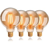 Vintage Edison Glühbirne, große runde antike Edison Glühbirne, G80 E27, Gewindefaden, dimmbar, 4er-Pack, OUYLAF von OUYLAF