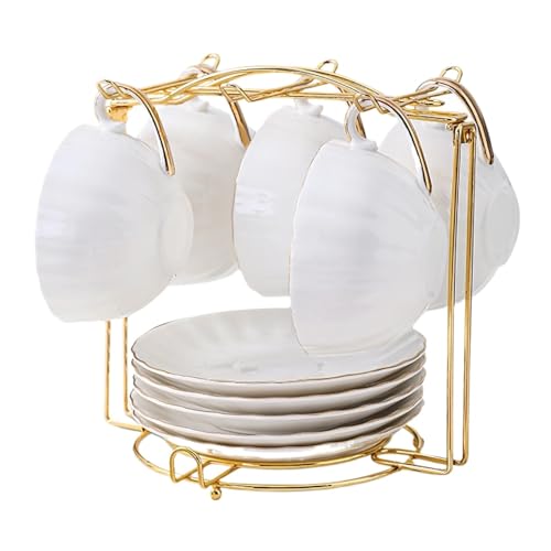 OUYUE Tassenregal Tassenhalter Tee Tassen Halter Metall Kaffee Rack Faltbare Organizer Löffel Untertassen Tassenständer Arbeitsplatte von OUYUE
