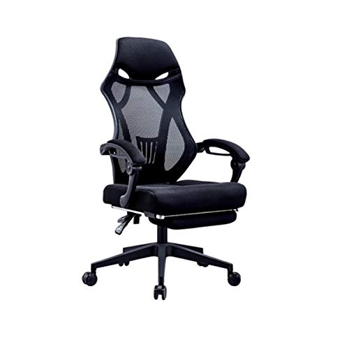Büro-Liegestuhl, hohe Rückenlehne, Schreibtischstuhl mit Lendenwirbelstütze, höhenverstellbarer Sitz, atmungsaktive Netzrückseite, schwarze Sicht von OUZBEM