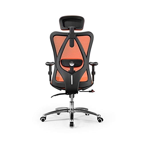 Chefsessel Bürostuhl mit hoher Rückenlehne und Fußstütze und dicker Polsterung, liegender Computerstuhl mit ergonomischer segmentierter Rückensicht von OUZBEM