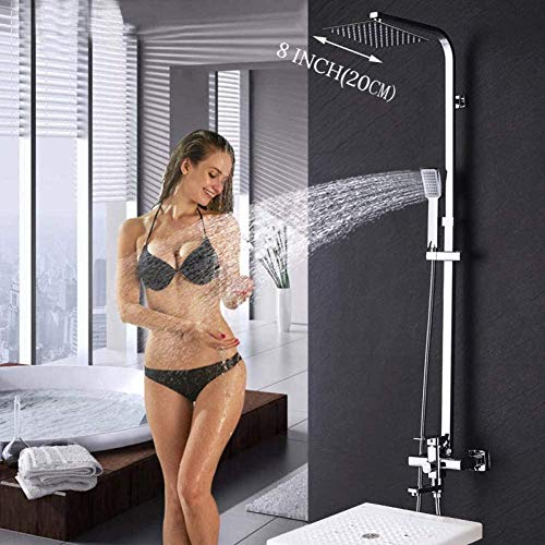 Duschsystem-Badezimmer-Regen-Stil-Duschsystem-Set-Wasserhahn-Wanne und Handbrause-Mischer-8_Zoll_Duschset vision von OUZBEM
