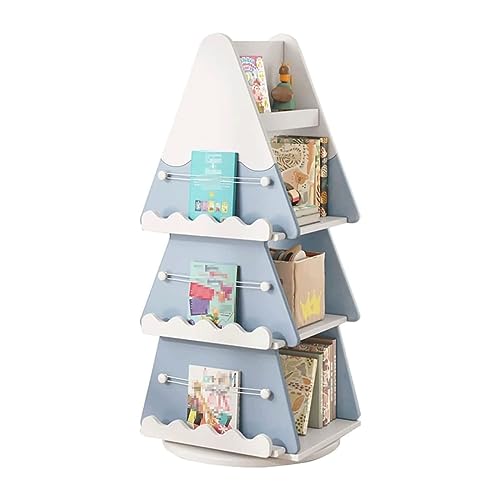 OUZBEM zuverlässiges Bücherregal, um 360° drehbares Bücherregal, stehendes Kinder-Bücherregal, kreative Weihnachtsbaum-Bücherregale, einzigartige Form, Bücherregal, sicher und stabil Vision von OUZBEM