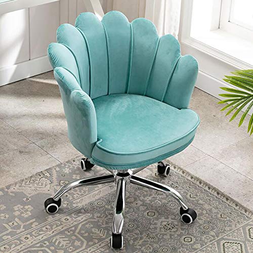 Verstellbarer Stuhl mit Blütenblatt-Akzenten für Waschtisch, Wohnzimmer, Schlafzimmer, Samt, Heimbüro-Stuhl (blau, 44 x 43 x 38 cm) Vision von OUZBEM