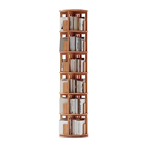 zuverlässiges Bücherregal, 6-stufiges, drehbares Bücherregal, 360° freistehendes Ausstellungs-Bücherregal, bodenstehendes, stapelbares Regal, Bücherregal, Retro-Bücherregal, sicher und stabil vision von OUZBEM