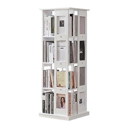 zuverlässiges Bücherregal, modernes, drehbares Bücherregal, leicht zu bewegendes Bücherregal, offenes Aufbewahrungs-Bücherregal, 360° drehbares Präsentationsregal, Bücherregal auf Rollen, sicher und von OUZBEM