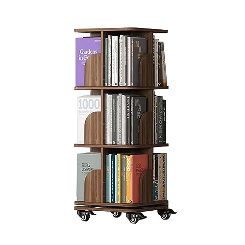 zuverlässiges Bücherregal, um 360° drehbares Bücherregal, Massivholz-Bücherregal, platzsparendes Regal, Bücherregal, leicht zu bewegende Bücherregale mit Rollen, Bücherregal, sicher und stabil vision von OUZBEM