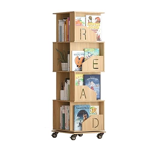zuverlässiges Bücherregal, um 360° drehbares Bücherregal, bodenstehendes Bücherregal für Erwachsene und Kinder, Bücherregal, stilvolles und schönes Bücherregal, platzsparend, sicher und stabil vision von OUZBEM